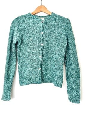 L.L. Bean Vintage Sea Foam Green Button-Front Cardigan